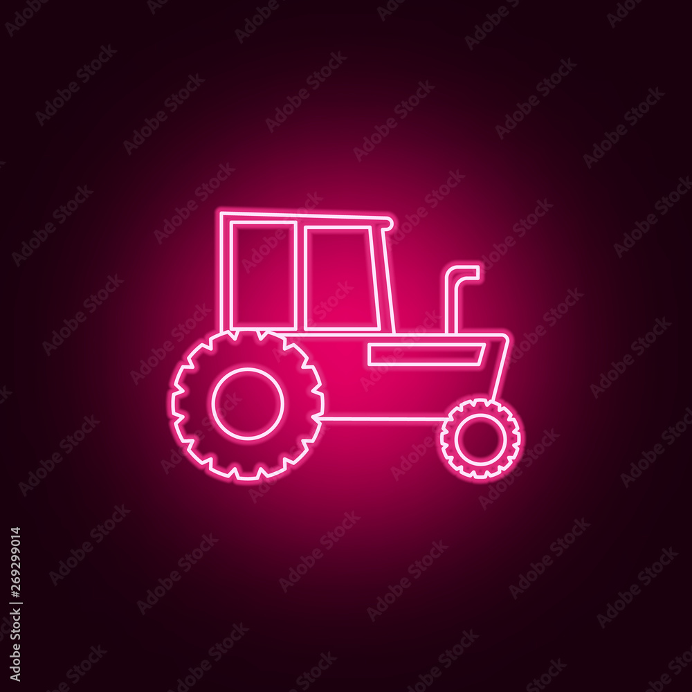 Tractor neon icon. Elements of Transport set. Simple icon for websites, web design, mobile app, info graphics