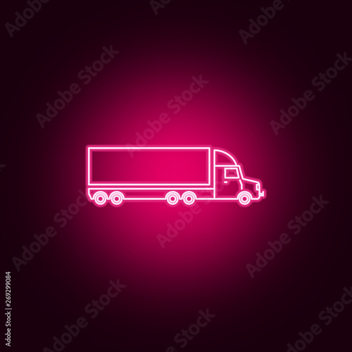 lorry with a trailer neon icon. Elements of Transport set. Simple icon for websites  web design  mobile app  info graphics