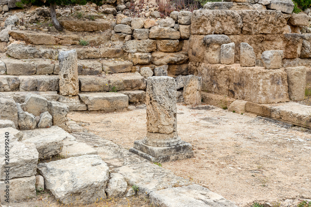The Sanctuary of the goddess Hera Akraia in a small cove of the Corinthian gulf (Archaeological site Heraion, Loutraki-Perachora, Greece)