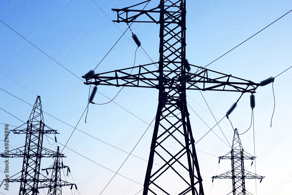 masts and wires on a background blue sky. masts and wires on a background blue sky.