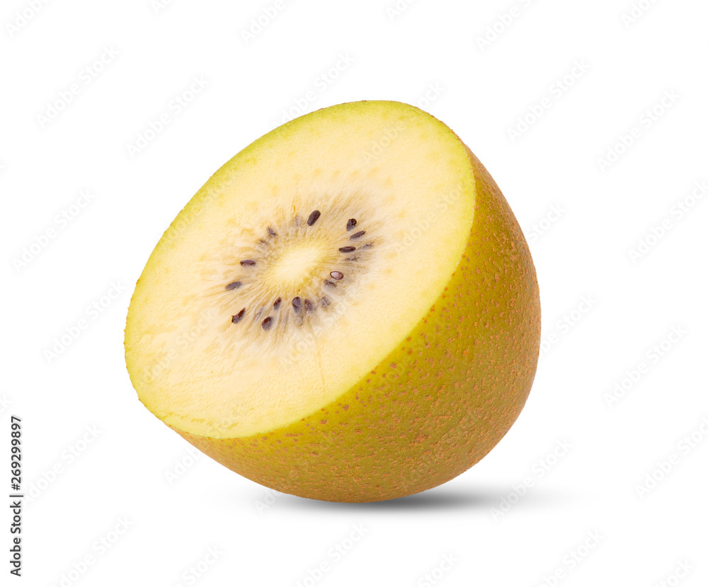half gold kiwi fruit on a white background . full depth of field half gold kiwi fruit on a white background . full depth of field