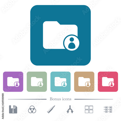 Directory owner flat icons on color rounded square backgrounds