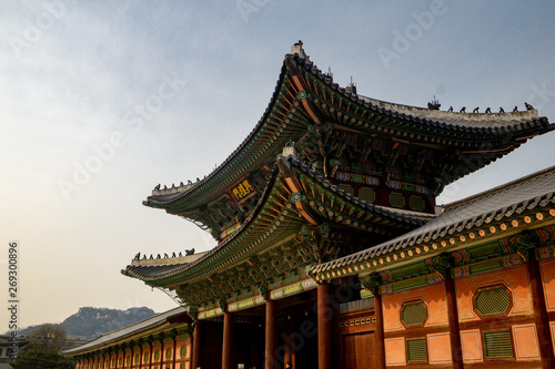 A pagoda at the entrance gate of Gyeongbokgung Palace  a Joseon Dynasty era palace complex in Seoul  South Korea  dating from the 14th century