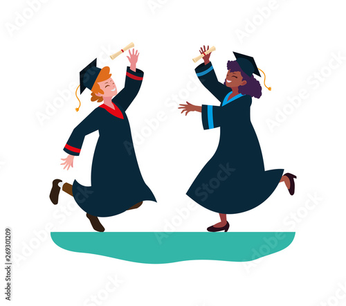 interracial couple students graduated celebrating