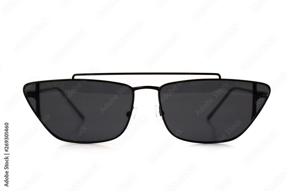 Black aviator square sunglasses isolated on white - front view