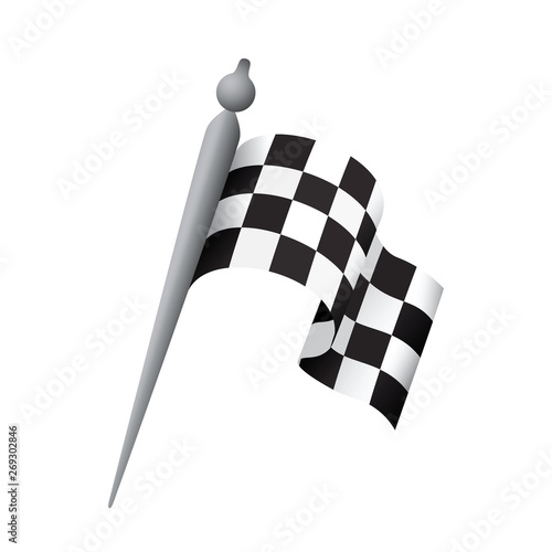 Realistic Checkered Racing Flag. Vector - Illustration.