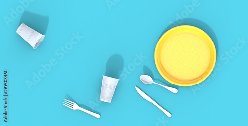 Plastic plates,glasses and cutlery,environmental problems,plastic waste.To recycle