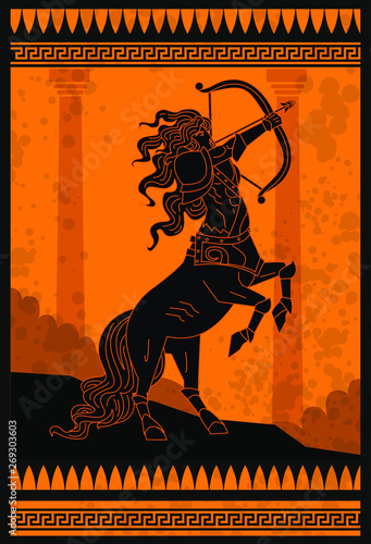 orange and black pottery mythology centaur