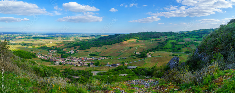 Panoramic landscape from the Rock of Solutre