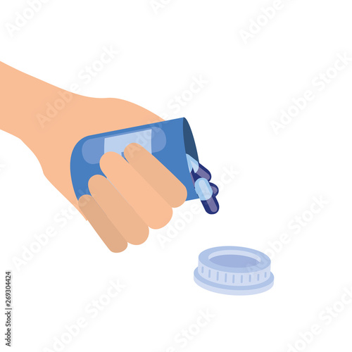 laboratory instruments with medicines in white background