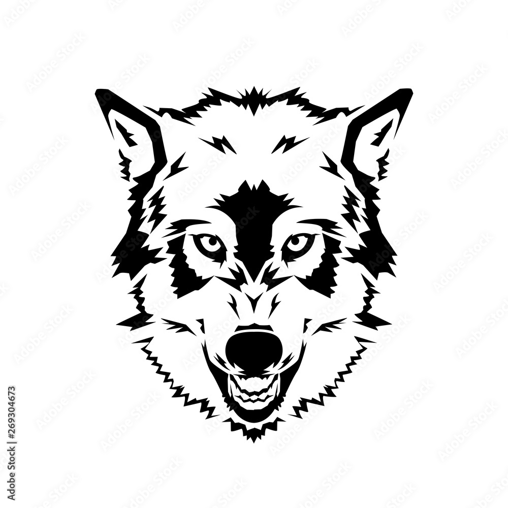 Fototapeta premium Wolf head on the white background