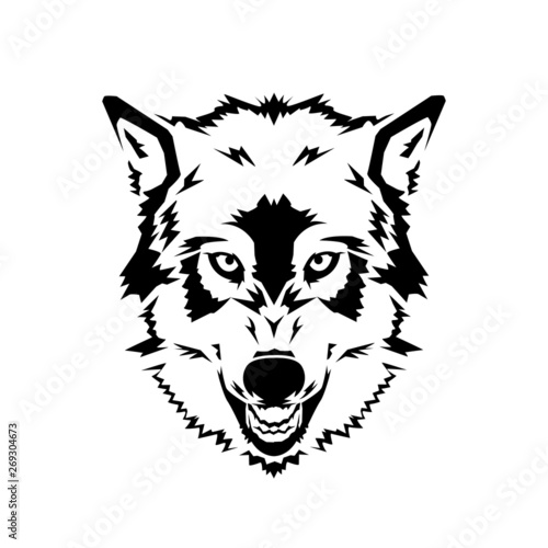 Wolf head on the white background