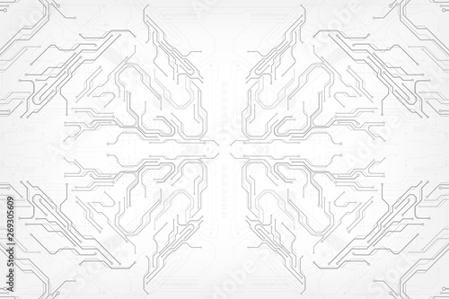 Circuit board grayscale tone futuristic digital technology communication system background template vector design. HUD element technology control panel texture illustration.