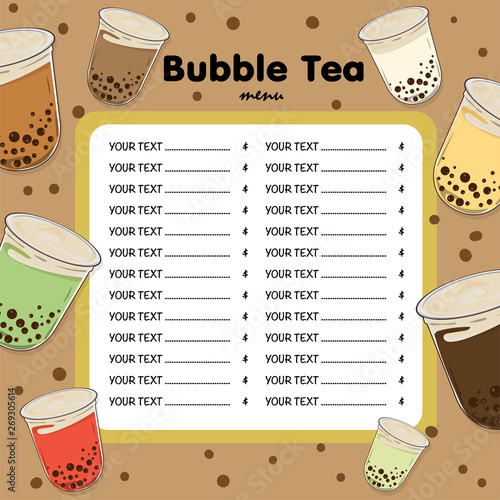 bubble tea menu graphic template