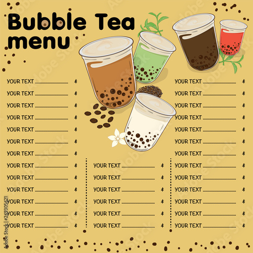 bubble tea menu graphic template