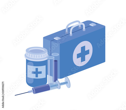 first aid kit on white background