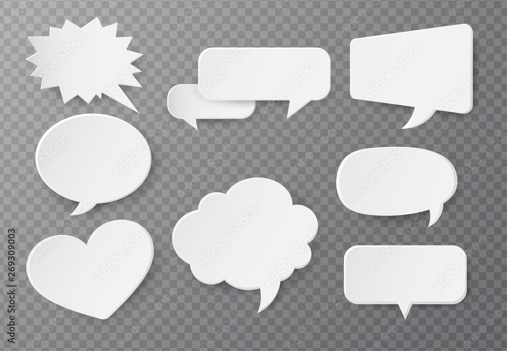 Speech bubble of paper For text input On a transparent background