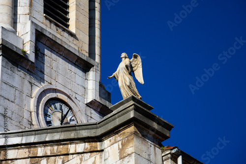 View of a statue on the Santa Lucia Church (Iglesia de Santa Lucia). Santander, Spain