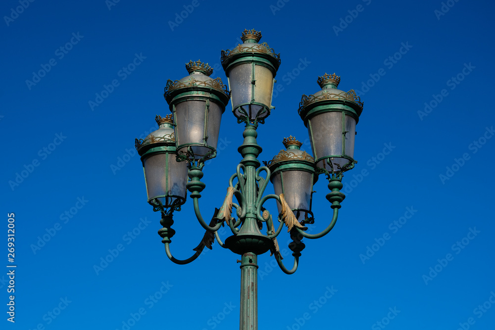 Old street lamp on City Hall Square. Bilbao, Spain