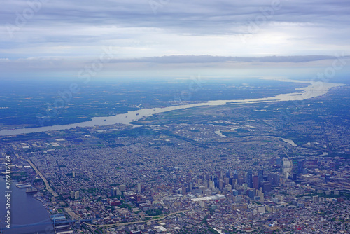 Aerial view of the skyline of the city of Philadelphia and the surrounding areas in Pennsylvania, United States © eqroy