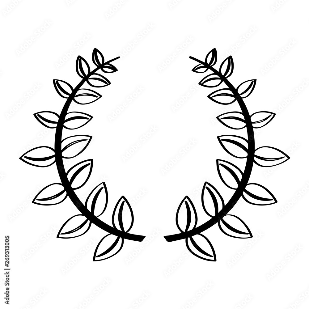 Isolated outline of a laurel wreath - Vector Isolated outline of a laurel wreath - Vector