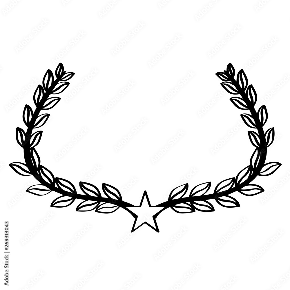 Isolated outline of a laurel wreath - Vector Isolated outline of a laurel wreath - Vector