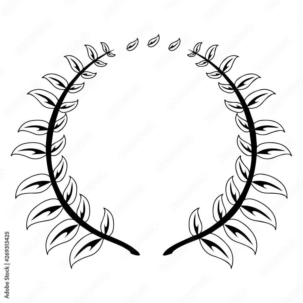 Isolated outline of a laurel wreath - Vector Isolated outline of a laurel wreath - Vector