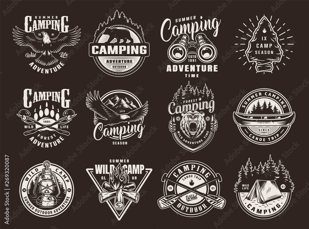 Vintage summer recreation logotypes