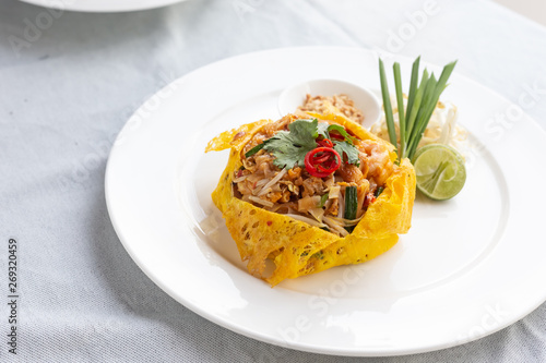 Pad Thai and wrapped in egg.thai food