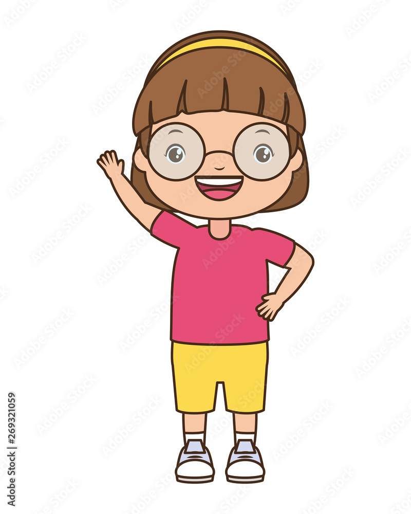 smiling girl waving hand smiling girl waving hand
