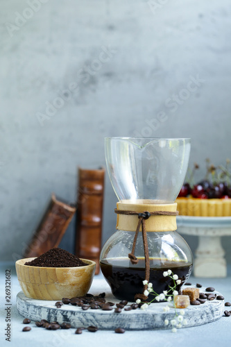 still life of coffee made in kemex photo