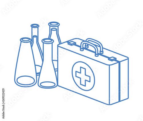 laboratory instruments with medicines in white background