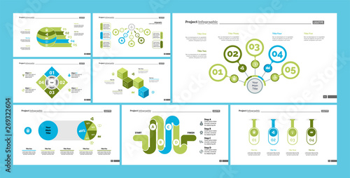 Set of management or teamwork concept infographic charts. Business diagrams for presentation slide templates. For corporate report, advertising, banner and brochure design.