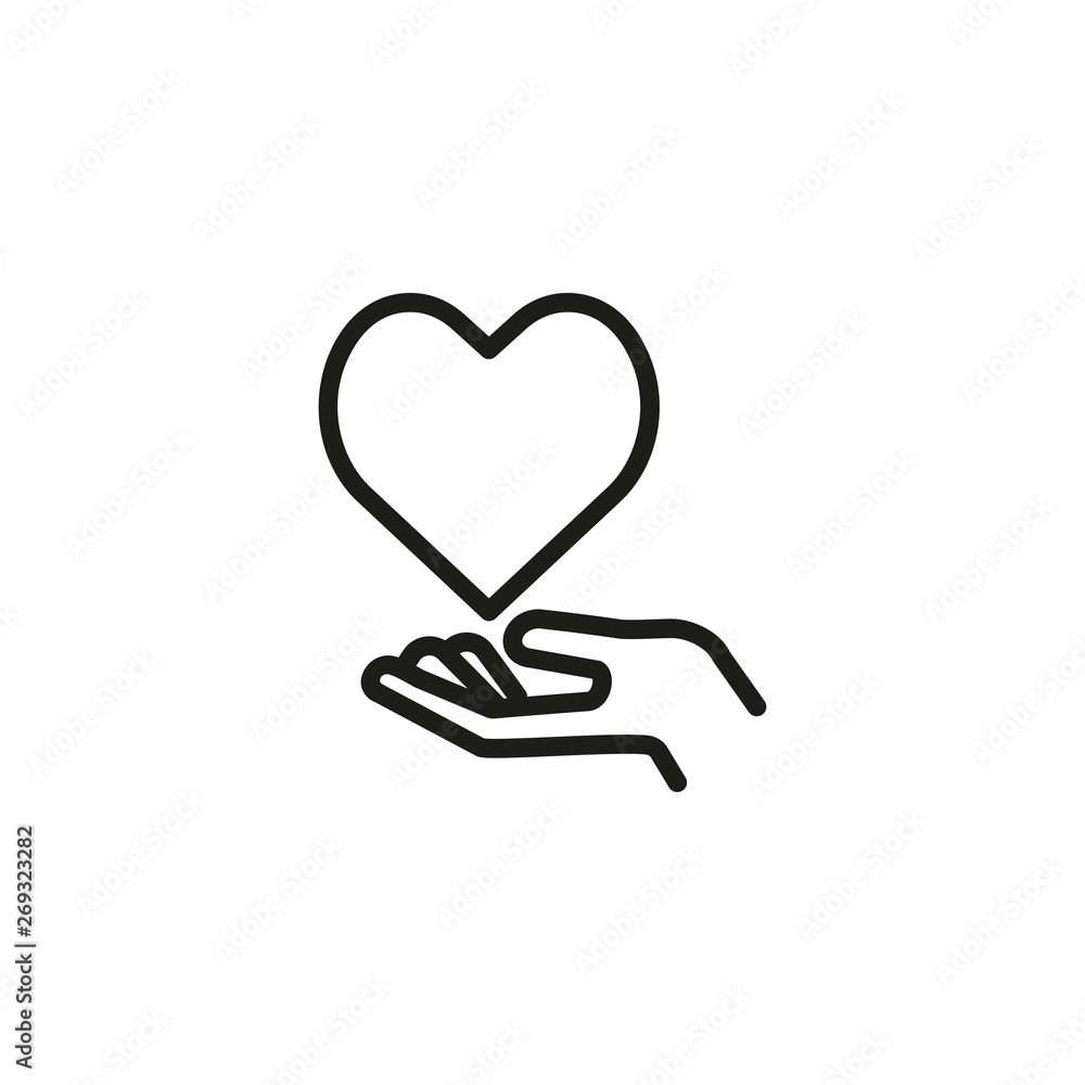 Fotografie Heart on hand line icon