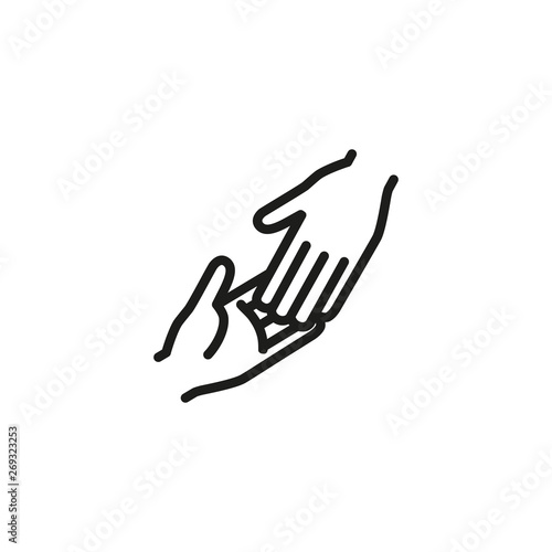 Greeting gesture line icon. Two hands touching each other. Friendship concept. Vector illustration can be used for topics like handshake, helping hand, friends