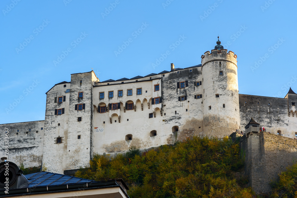 Hohensalzburg Fortress on small hill. Salzburg. Austria