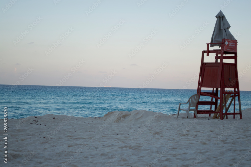 Cancun beach life guard tower.