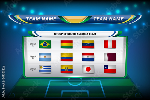 National Teams of South America with Scoreboard Broadcast and Lower Thirds Template for Soccer Tournament Championship