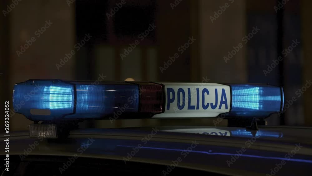 Video of police lights flashing on the roof of the car Video of police lights flashing on the roof of the car