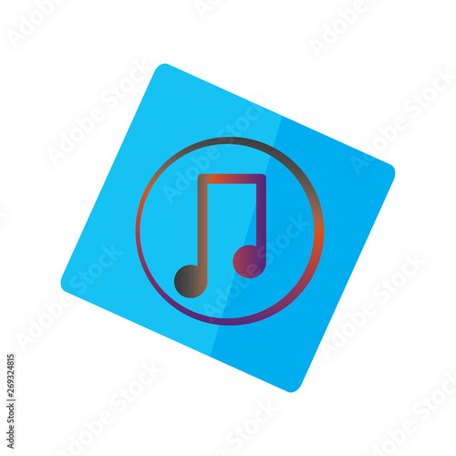 Isolated musical note on a sticker - Vector