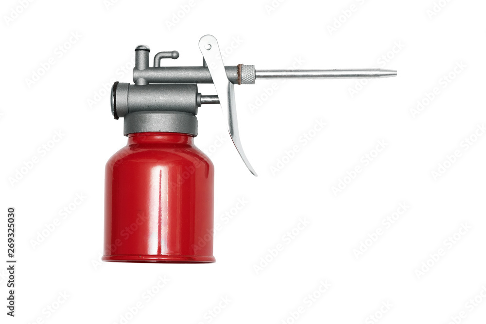 Red oil can isolated on a white background. Red oil can isolated on a white background.