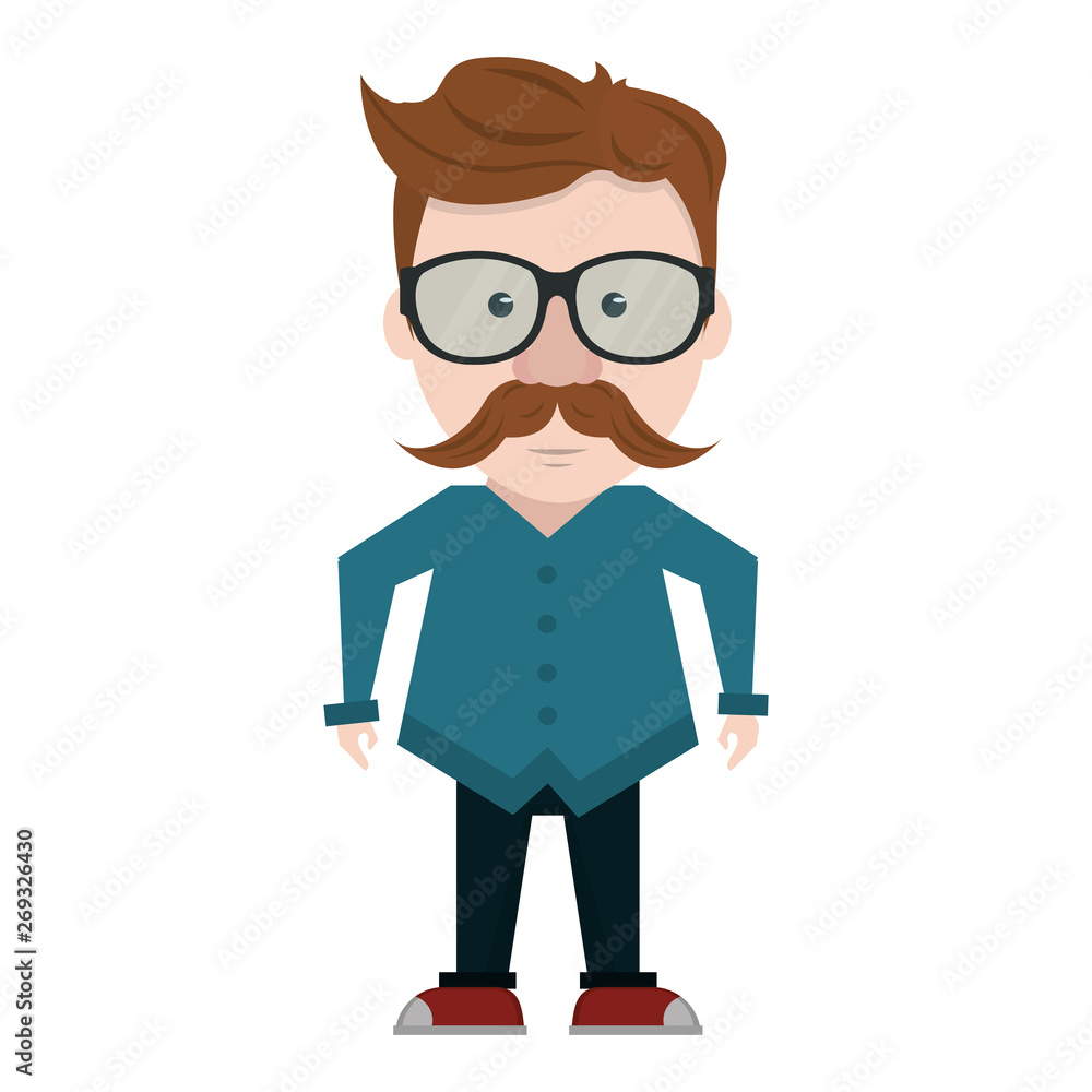 Hipster guy with glasses and mustache
