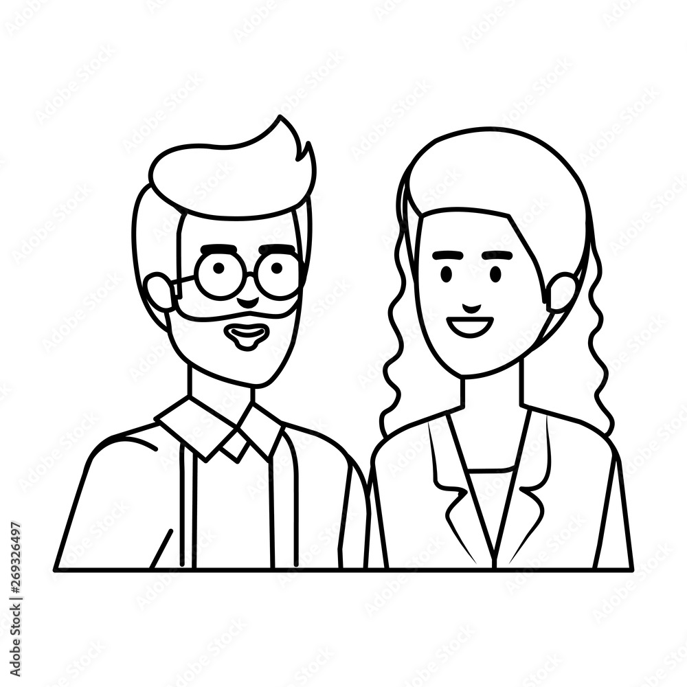 couple of professionals doctors avatars characters couple of professionals doctors avatars characters