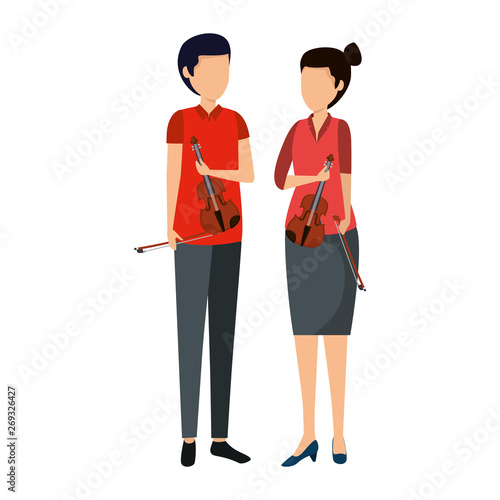 professional couple violinists characters