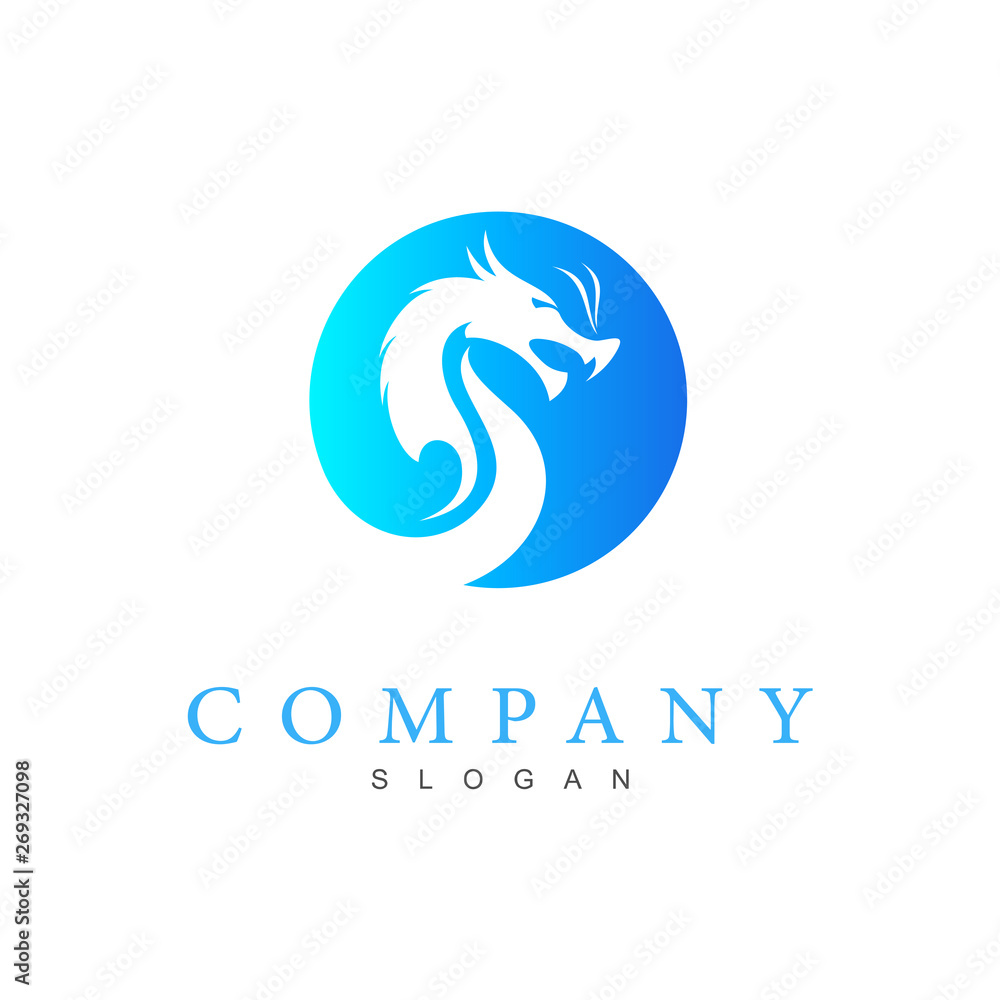 Dragon logo in a circle and simple appearance Dragon logo in a circle and simple appearance