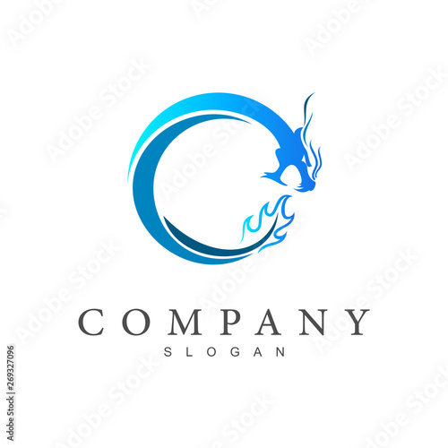 dragon logo and full circle, dragon snake icon