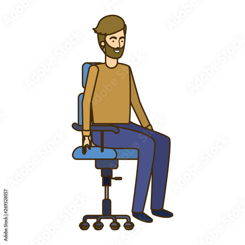 man with sitting in office chair avatar character