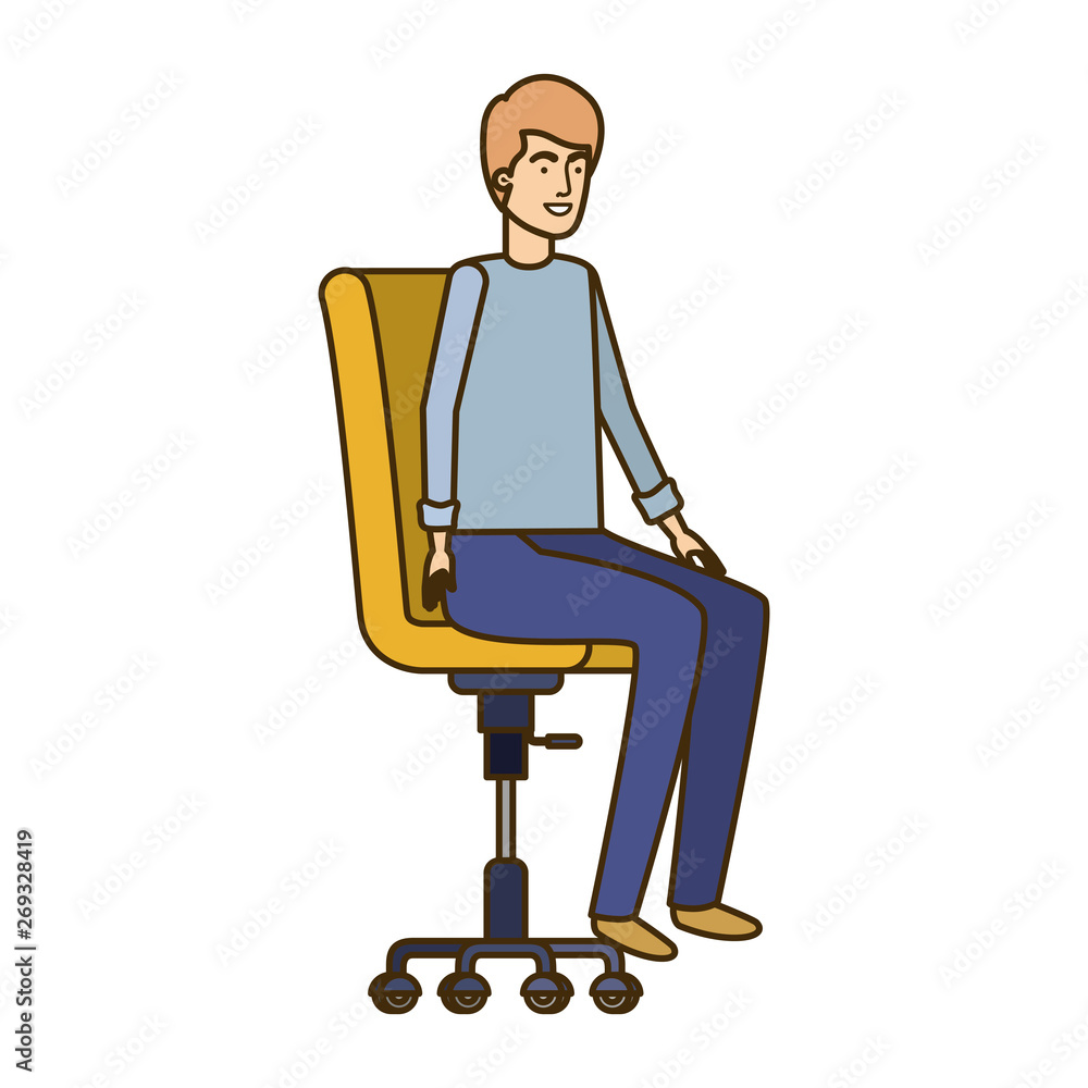 man with sitting in office chair avatar character man with sitting in office chair avatar character