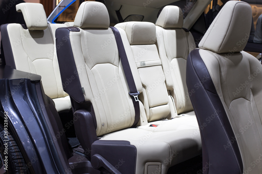 Fototapeta premium Car inside place. Interior of modern car. Car interior with seats