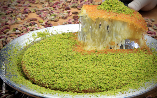 kunefe called turkish cheese pistachio dessert photo